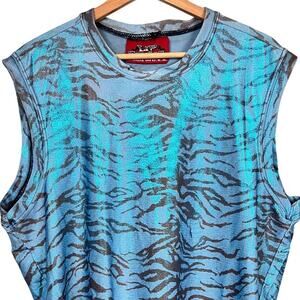 Lip Service Womens XL Vintage Y2K Goth‎ Punk Rave Glam Tiger Stripe Muscle Tank
